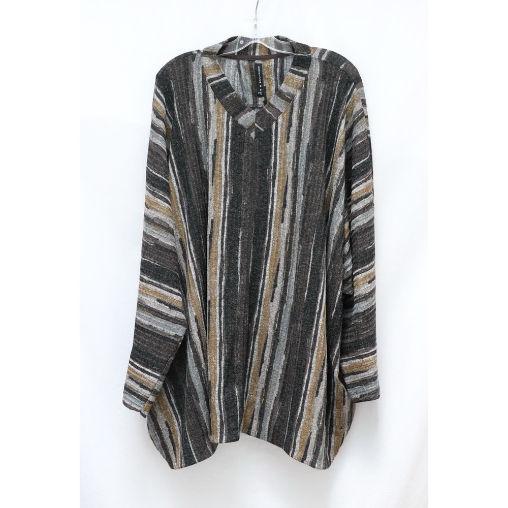 Gershon Bram striped knit tunic top loose fit plus size lagenlook vertical XL